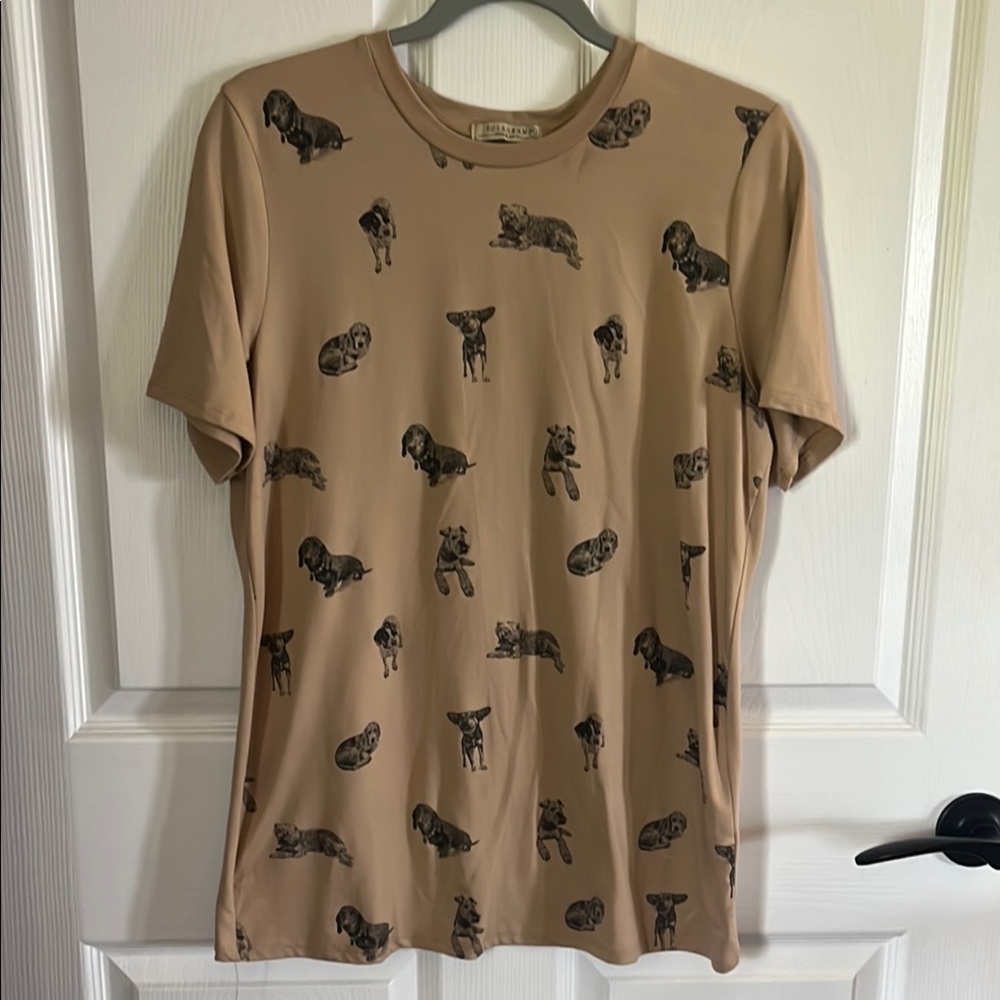 Tan Graphic Puppy Shirt